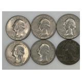 (RB) (6) Bicentennial Washington Quarter Coins