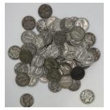 (RB) (77) Mercury Dimes 1917-1945 Ten Cent Coin