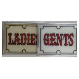 (JL) Vtg Ladies & Gents Restroom Signs Printed On