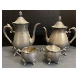 (TB) Leonard Silver Plated Claw Foot Coffee Pot,