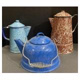 (TB) Marbled Splatterware Enamel Coffee Pots and