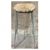 (OM) Woven Wicker Top Metal Bar Stool, 16x30in