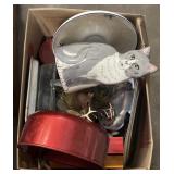 (TB) Box Contents: Ceramic Cat Figurine, Glass