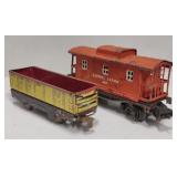 (LG) Lionel Tin Caboose (7") & Gondola Train