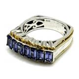 (LG) Sterling Silver and Tanzanite Dinner Ring