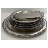 (ML) Mixed Lot of Silver Plated Trays.  Largest