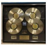 (OM) Framed Gold-Tone Records and Cassettes of