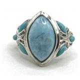 (LG) Sterling Silver NK Silver Larimar & Turquois