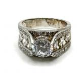 (LG) Sterling Silver White Quartz Cocktail Ring
