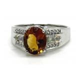 (LG) Sterling Silver Citrine Cocktail Ring