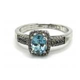 (LG) Sterling Silver Topaz and Sapphire Dinner