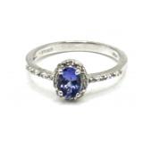 (LG) Sterling Silver STS Tanzanite and Diamond