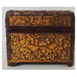 (MT) Carved Wooden Box, 9 Inch W x 5 Inch H