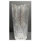 (MH) Vtg Heavy Lead Crystal Draped Vase w/ Wavy