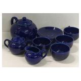 (MH) Vtg Cobalt Blue Dishes Inc, Teapot 9"T &