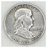 (RB) Silver 1952 D Franklin Half Dollar Coin