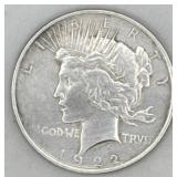 (RB) Silver 1922 Peace Dollar Coin