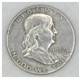 (RB) Silver 1952 D Franklin Half Dollar Coin
