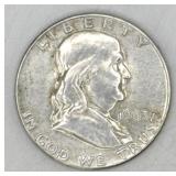 (RB) Silver 1963 D Franklin Half Dollar Coin