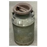 (TB) Painted Milk Can with Handle Lid. Unknown