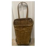(JJ) Wicker Basket Rolling Cart 15x13x36in