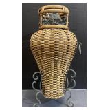 (JJ) Wicker and Metal Footed Umbrella Stand,