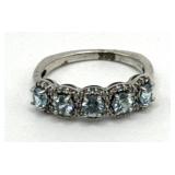 (LG) Sterling Silver Blue Topaz Kit Heath Square