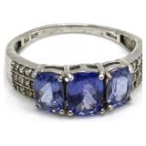 (LG) Sterling Silver Tanzanite Dinner Ring