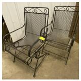 (LG) Wrought Metal Mesh Motion Patio Armchairs.