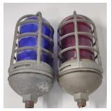 (JJ) Aluminum Maritime Lamps w/ Colored Glass, 9"