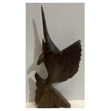 (JJ) Solid Rose Wood Carved Swordfish Sculpture,