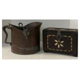 (LG) Vintage Folk Art Style Box with Bone Inlay,