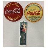 (JG) (3) Coca-Cola Metal Advertising Signs.