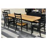 (TK) Custom Made Farm Table with Bench & 4-Chairs