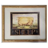 (JY) Large Framed Picture, Sheep, 25 Inch H x 31