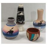 (ML) Vtg Navajo Pottery Vases (Signed) 2"-7" T