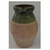 (ML) G Wolff Pottery Pitcher, Green Top, Brown
