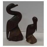 (ML) Wooden Bird Figurines, Hand Carved, 8.5in