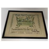 (DC) 1925 Cradle Certificate Framed