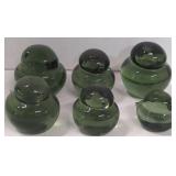 (KD) Green Art Glass Duck Paperweights All Sizes