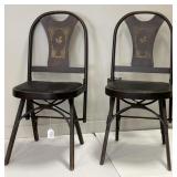 (OM) (2) Vintage Wood Folding Chairs by Louis