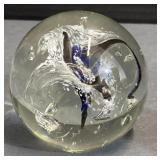 (JJ) WEB Violet Flower Blown Art Glass