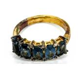 (LG) Sterling Silver Aquamarine Cluster Ring