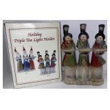 (MH) Holiday Triple Tea Light Holder3 Snowmen