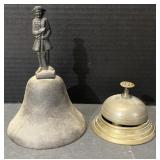 (TB) Cast Iron Minuteman Bell and Brass Desk Bell