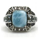 (LG) Sterling Silver NOA Larimar and Blue Topaz