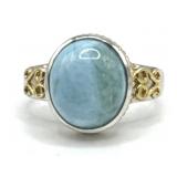 (LG) Sterling Silver Blue Larimar Statement Ring