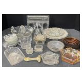 (TB) Cut Glass Juicer, Flower Frog, Soap Caddy,