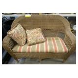 (JY) Wicker 2 Seater Patio Sofa with Cushions,