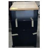 (JY) Rolling Wood Top 2 Drawer Filing Cabinet,